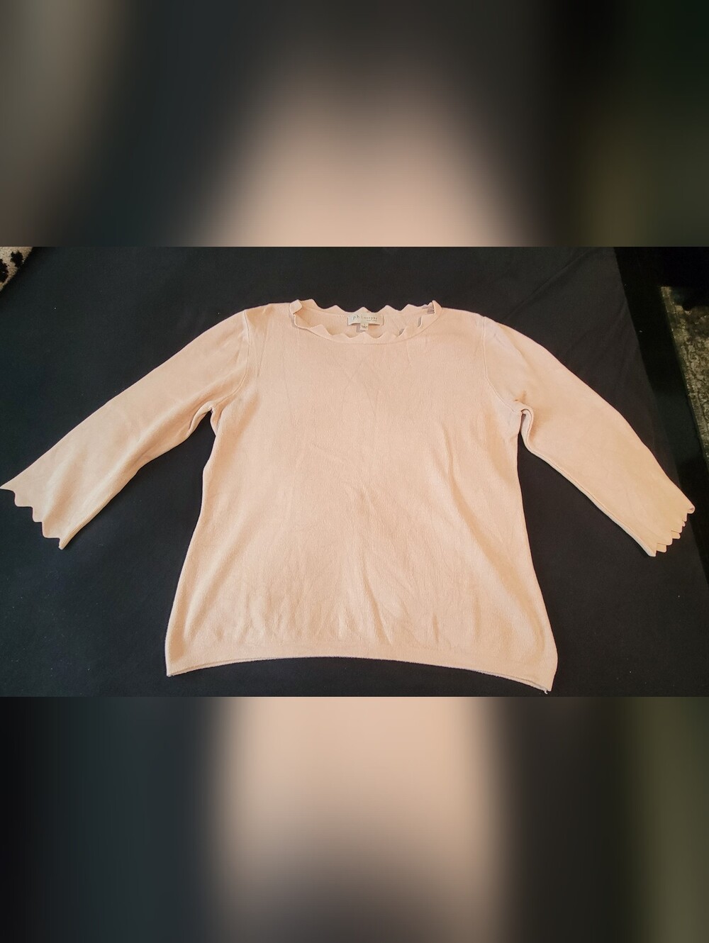 Philosophy Blush Scallop-Trim Crewneck Sweater